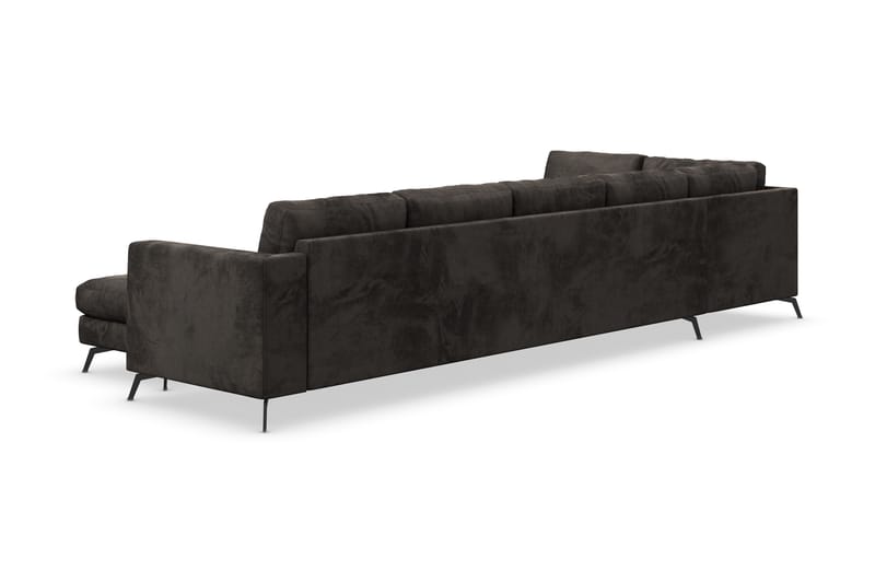 Ocean Lyx 6-sits Vänstervänd U-formad Soffa med Divan och Schäslong + Fotpall i Sammet - Mörkgrå - Möbler - Soffa - Divansoffa & schäslongsoffa