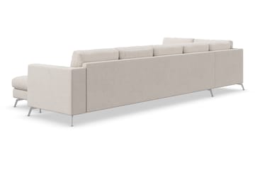 Ocean Lyx 6-sits Vänstervänd U-formad Soffa med Divan och Schäslong + Fotpall i Tyg - Beige - Möbler - Soffa - Divansoffa & schäslongsoffa