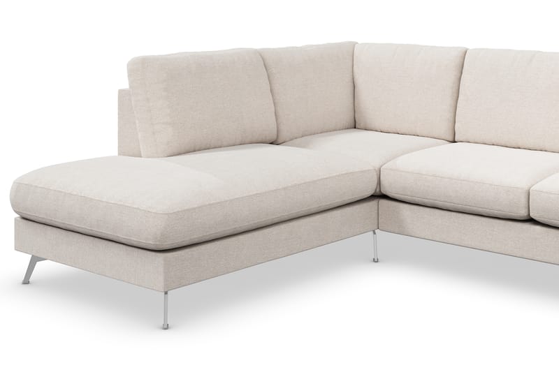 Ocean Lyx 6-sits Vänstervänd U-formad Soffa med Divan och Schäslong + Fotpall i Tyg - Beige - Möbler - Soffa - Divansoffa & schäslongsoffa