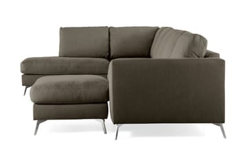 Ocean Lyx 6-sits Vänstervänd U-formad Soffa med Divan och Schäslong + Fotpall i Tyg - Mörkgrön - Möbler - Soffa - Divansoffa & schäslongsoffa