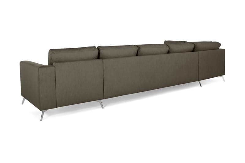 Ocean Lyx 6-sits Vänstervänd U-formad Soffa med Divan och Schäslong + Fotpall i Tyg - Mörkgrön - Möbler - Soffa - Divansoffa & schäslongsoffa