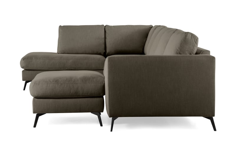 Ocean Lyx 6-sits Vänstervänd U-formad Soffa med Divan och Schäslong + Fotpall i Tyg - Mörkgrön - Möbler - Soffa - Divansoffa & schäslongsoffa
