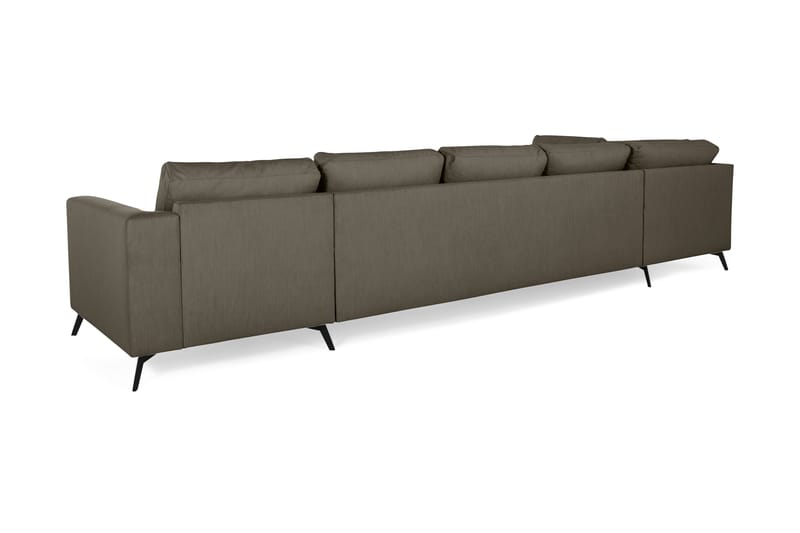 Ocean Lyx 6-sits Vänstervänd U-formad Soffa med Divan och Schäslong + Fotpall i Tyg - Mörkgrön - Möbler - Soffa - Divansoffa & schäslongsoffa