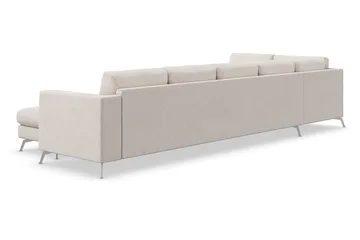 Ocean Lyx 6-sits Vänstervänd U-formad Soffa med Divan och Schäslong + Fotpall i Tyg - Beige - Möbler - Soffa - Divansoffa & schäslongsoffa
