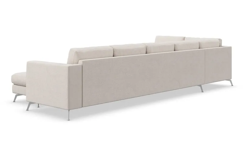 Ocean Lyx 6-sits Vänstervänd U-formad Soffa med Divan och Schäslong + Fotpall i Tyg - Beige - Möbler - Soffa - Divansoffa & schäslongsoffa