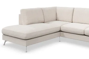 Ocean Lyx 6-sits Vänstervänd U-formad Soffa med Divan och Schäslong + Fotpall i Tyg - Beige - Möbler - Soffa - Divansoffa & schäslongsoffa
