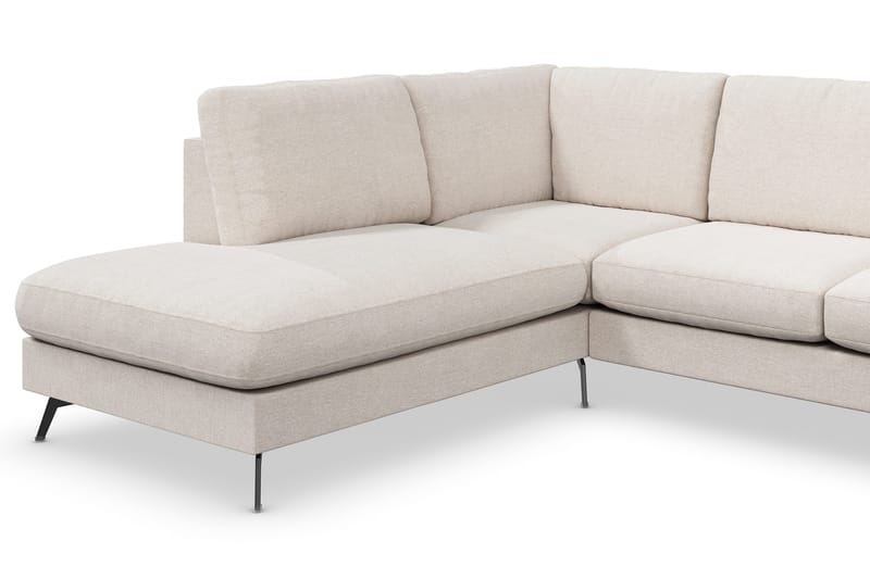 Ocean Lyx 6-sits Vänstervänd U-formad Soffa med Divan och Schäslong + Fotpall i Tyg - Beige - Möbler - Soffa - Divansoffa & schäslongsoffa