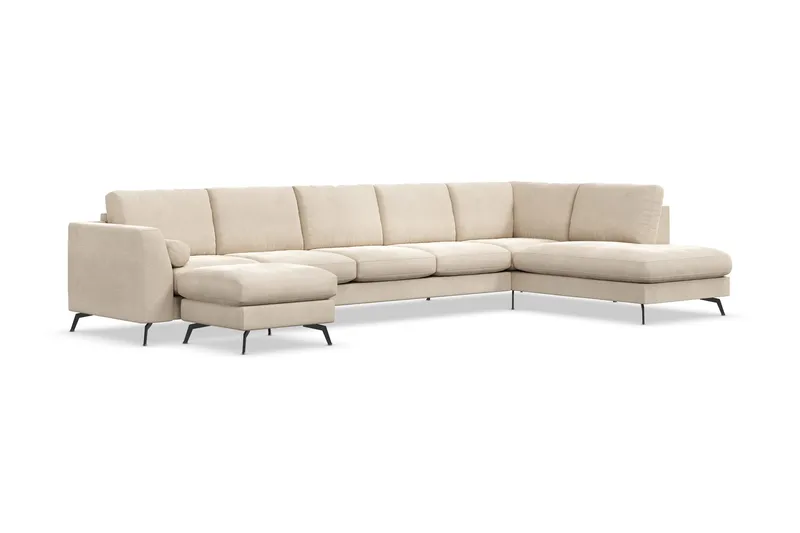 Ocean Lyx U-soffa med Schäslong Höger - Beige - Möbler - Soffa - Sammetssoffa