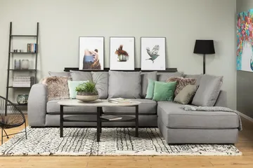 Optus 4-sits Högervänd L-formad Schäslongsoffa i Tyg inkl Kuvertkuddar - Ljusgrå - Möbler - Soffa - Divansoffa & schäslongsoffa - 3 sits soffa med divan