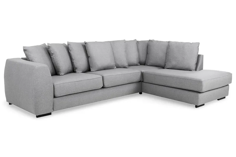 Optus 4-sits Högervänd L-formad Schäslongsoffa i Tyg inkl Kuvertkuddar - Ljusgrå - Möbler - Soffa - Divansoffa & schäslongsoffa - 3 sits soffa med divan