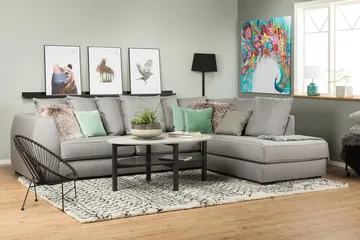 Optus 4-sits Högervänd L-formad Schäslongsoffa i Tyg inkl Kuvertkuddar - Ljusgrå - Möbler - Soffa - Divansoffa & schäslongsoffa - 3 sits soffa med divan