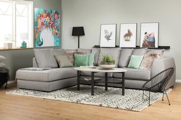 Optus 4-sits Vänstervänd L-formad Schäslongsoffa i Tyg inkl Kuvertkuddar - Ljusgrå - Möbler - Soffa - Divansoffa & schäslongsoffa - 3 sits soffa med divan