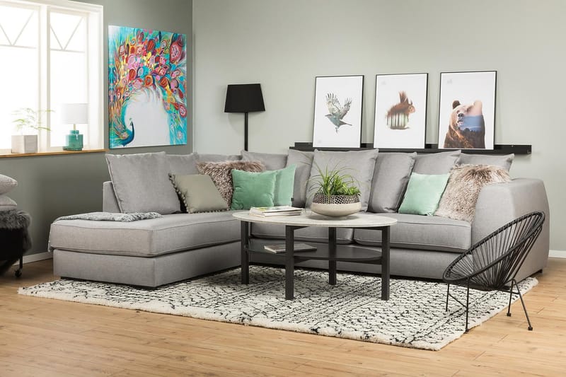 Optus 4-sits Vänstervänd L-formad Schäslongsoffa i Tyg inkl Kuvertkuddar - Ljusgrå - Möbler - Soffa - Divansoffa & schäslongsoffa - 3 sits soffa med divan