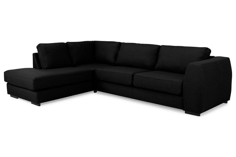 Optus 4-sits Vänstervänd L-formad Schäslongsoffa i Tyg - Svart - Möbler - Soffa - Divansoffa & schäslongsoffa - 3 sits soffa med divan