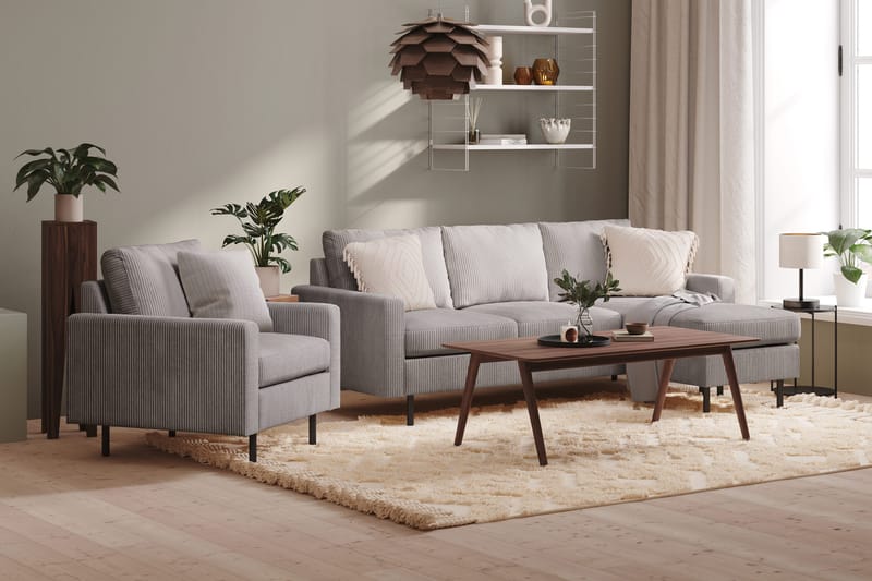 Peppe 3-sits Vändbar L-formad Divansoffa i Manchester - Mörkgrå - Möbler - Soffa - Divansoffa & schäslongsoffa - 3 sits soffa med divan