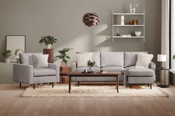 Peppe 3-sits Vändbar L-formad Divansoffa i Manchester - Mörkgrå - Möbler - Soffa - Divansoffa & schäslongsoffa - 3 sits soffa med divan