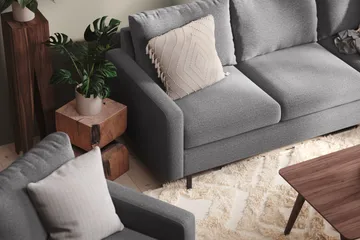 Peppe 3-sits Vändbar L-formad Divansoffa i Tyg - Ljusgrå - Möbler - Soffa - Divansoffa & schäslongsoffa - 3 sits soffa med divan