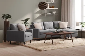 Peppe 3-sits Vändbar L-formad Divansoffa i Tyg - Ljusgrå - Möbler - Soffa - Divansoffa & schäslongsoffa - 3 sits soffa med divan