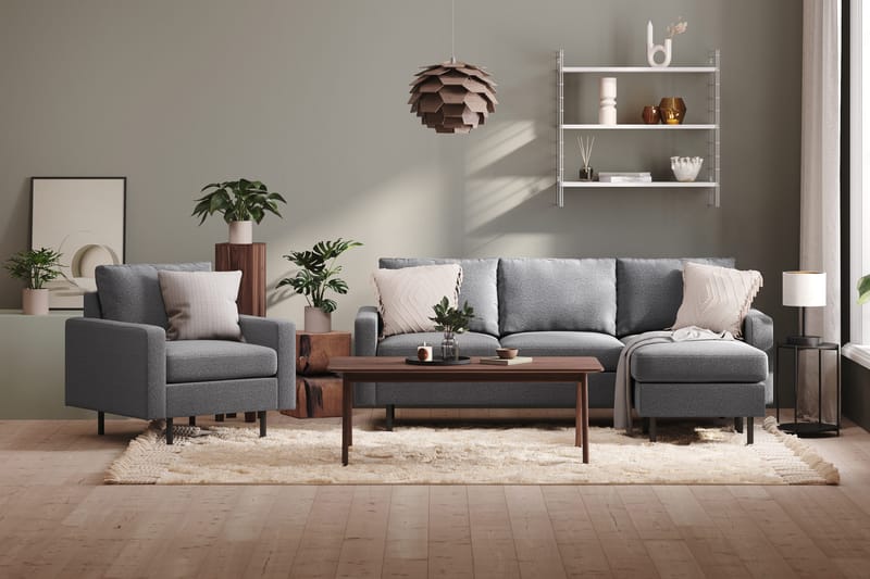 Peppe 3-sits Vändbar L-formad Divansoffa i Tyg - Ljusgrå - Möbler - Soffa - Divansoffa & schäslongsoffa - 3 sits soffa med divan