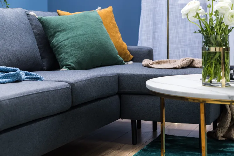 Peppe 3-sits Vändbar L-formad Divansoffa i Tyg - Mörkgrå - Möbler - Soffa - Divansoffa & schäslongsoffa - 3 sits soffa med divan