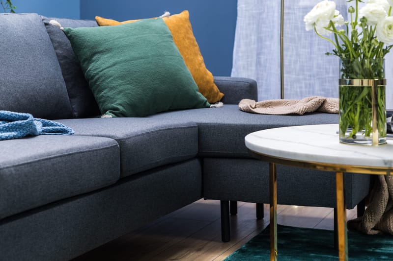 Peppe 3-sits Vändbar L-formad Divansoffa i Tyg - Mörkgrå - Möbler - Soffa - Divansoffa & schäslongsoffa - 3 sits soffa med divan