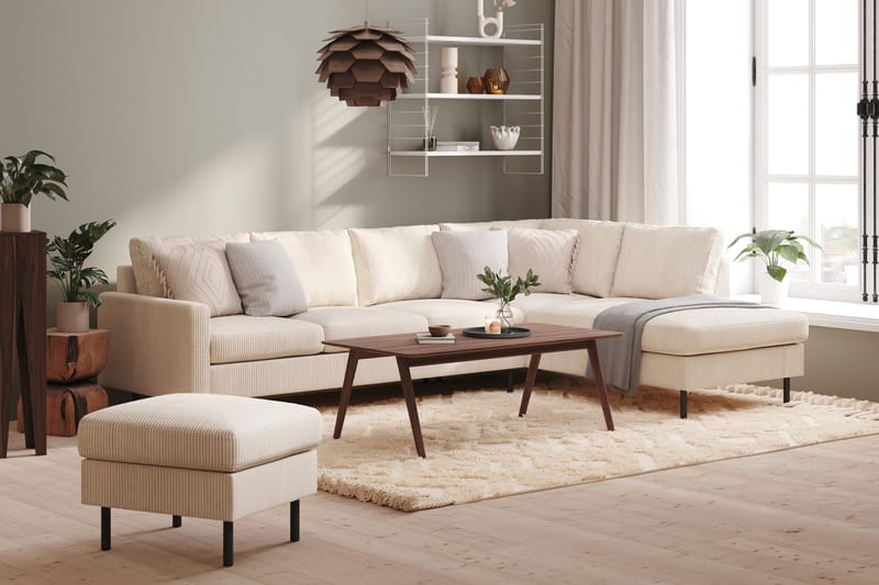 Peppe 4-sits Högervänd L-formad Schäslongsoffa i Manchester - Beige - Möbler - Soffa - Divansoffa & schäslongsoffa - 4 sits soffa med divan