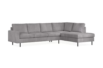Peppe 4-sits Högervänd L-formad Schäslongsoffa i Manchester - Mörkgrå - Möbler - Soffa - Divansoffa & schäslongsoffa - 4 sits soffa med divan