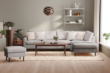 Peppe 4-sits Högervänd L-formad Schäslongsoffa i Manchester - Mörkgrå - Möbler - Soffa - Divansoffa & schäslongsoffa - 4 sits soffa med divan