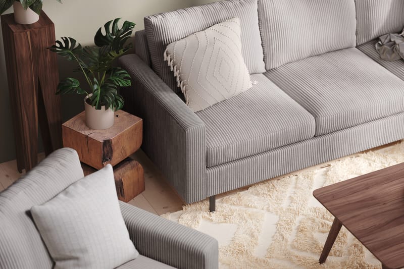 Peppe 4-sits Högervänd L-formad Schäslongsoffa i Manchester - Mörkgrå - Möbler - Soffa - Divansoffa & schäslongsoffa - 4 sits soffa med divan