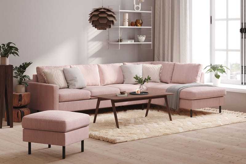 Peppe 4-sits Högervänd L-formad Schäslongsoffa i Manchester - Rosa - Möbler - Soffa - Divansoffa & schäslongsoffa - 4 sits soffa med divan