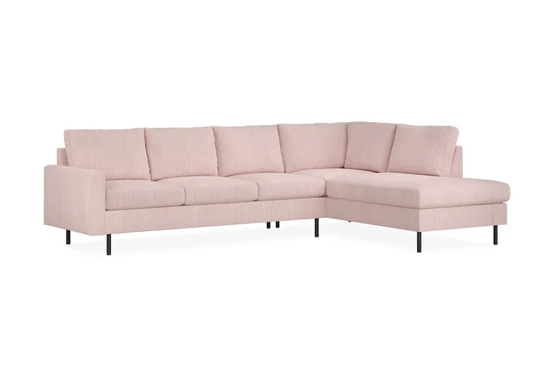 Peppe 4-sits Högervänd L-formad Schäslongsoffa i Manchester - Rosa - Möbler - Soffa - Divansoffa & schäslongsoffa - 4 sits soffa med divan