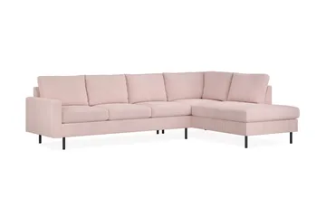 Peppe 4-sits Högervänd L-formad Schäslongsoffa i Manchester - Rosa - Möbler - Soffa - Divansoffa & schäslongsoffa - 4 sits soffa med divan