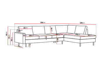 Peppe 4-sits Högervänd L-formad Schäslongsoffa i Manchester - Rosa - Möbler - Soffa - Divansoffa & schäslongsoffa - 4 sits soffa med divan