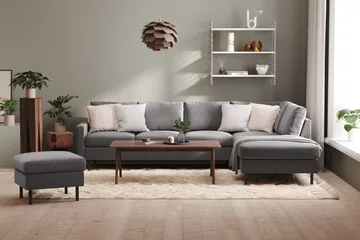 Peppe 4-sits Högervänd L-formad Schäslongsoffa i Tyg - Ljusgrå - Möbler - Soffa - Divansoffa & schäslongsoffa - 4 sits soffa med divan