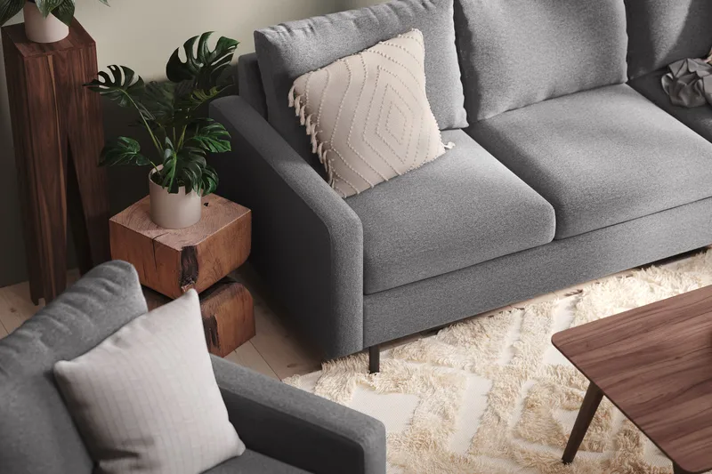 Peppe 4-sits Högervänd L-formad Schäslongsoffa i Tyg - Ljusgrå - Möbler - Soffa - Divansoffa & schäslongsoffa - 4 sits soffa med divan