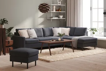 Peppe 4-sits Högervänd L-formad Schäslongsoffa i Tyg - Mörkgrå - Möbler - Soffa - Divansoffa & schäslongsoffa - 4 sits soffa med divan