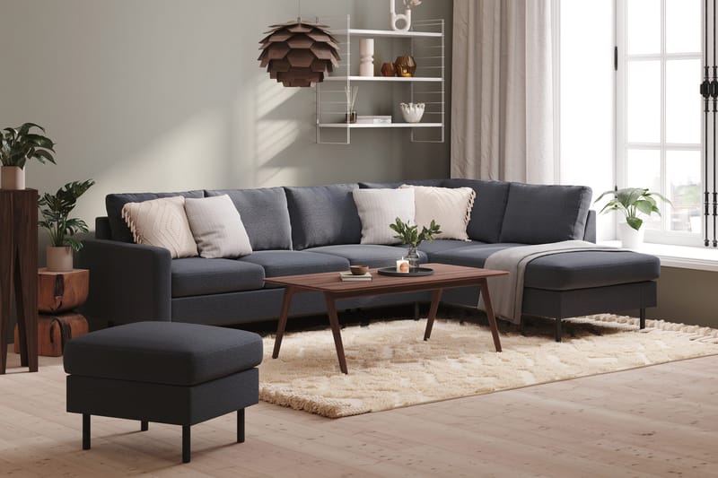 Peppe 4-sits Högervänd L-formad Schäslongsoffa i Tyg - Mörkgrå - Möbler - Soffa - Divansoffa & schäslongsoffa - 4 sits soffa med divan