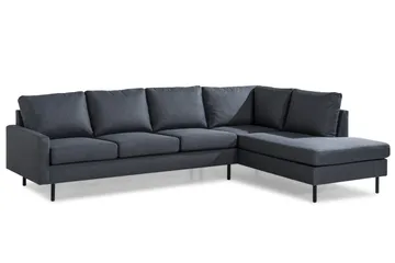 Peppe 4-sits Högervänd L-formad Schäslongsoffa i Tyg - Mörkgrå - Möbler - Soffa - Divansoffa & schäslongsoffa - 4 sits soffa med divan
