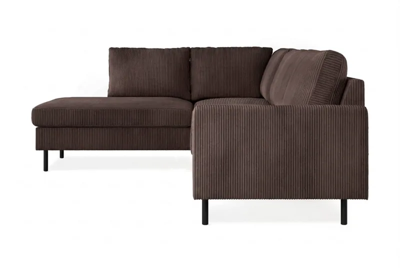 Peppe 4-sits Vänstervänd L-formad Schäslongsoffa i Manchester - Mörkbrun - Möbler - Soffa - Divansoffa & schäslongsoffa - 4 sits soffa med divan