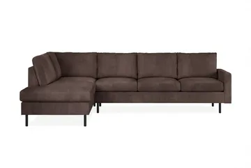 Peppe 4-sits Vänstervänd L-formad Schäslongsoffa i Manchester - Mörkbrun - Möbler - Soffa - Divansoffa & schäslongsoffa - 4 sits soffa med divan