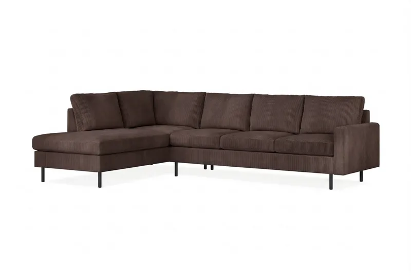 Peppe 4-sits Vänstervänd L-formad Schäslongsoffa i Manchester - Mörkbrun - Möbler - Soffa - Divansoffa & schäslongsoffa - 4 sits soffa med divan