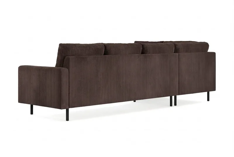 Peppe 4-sits Vänstervänd L-formad Schäslongsoffa i Manchester - Mörkbrun - Möbler - Soffa - Divansoffa & schäslongsoffa - 4 sits soffa med divan