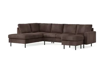 Peppe 4-sits Vänstervänd U-formad Soffa med Divan och Schäslong i Manchester - Mörkbrun - Möbler - Soffa - Divansoffa & schäslongsoffa - 4 sits soffa med divan