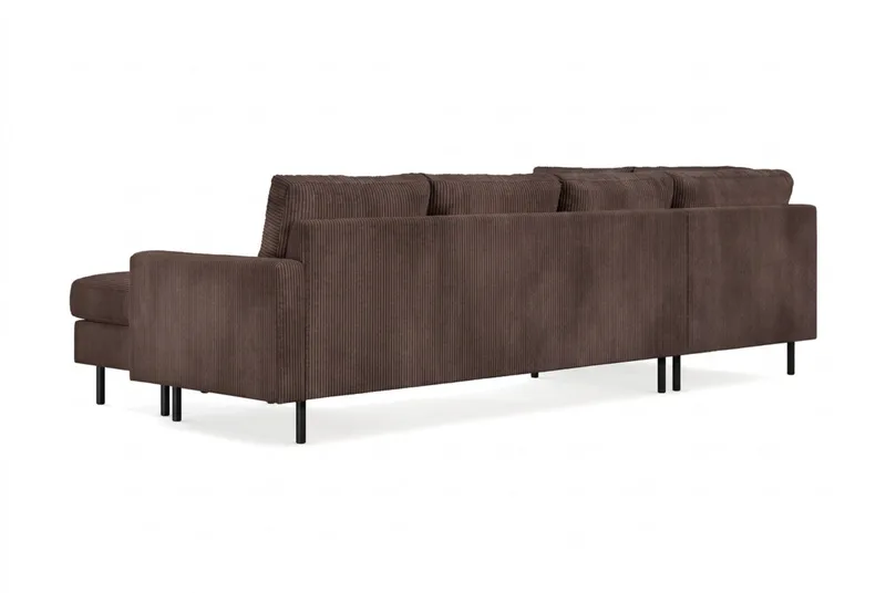 Peppe 4-sits Vänstervänd U-formad Soffa med Divan och Schäslong i Manchester - Mörkbrun - Möbler - Soffa - Divansoffa & schäslongsoffa - 4 sits soffa med divan