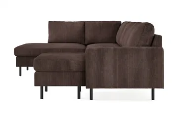 Peppe 4-sits Vänstervänd U-formad Soffa med Divan och Schäslong i Manchester - Mörkbrun - Möbler - Soffa - Divansoffa & schäslongsoffa - 4 sits soffa med divan