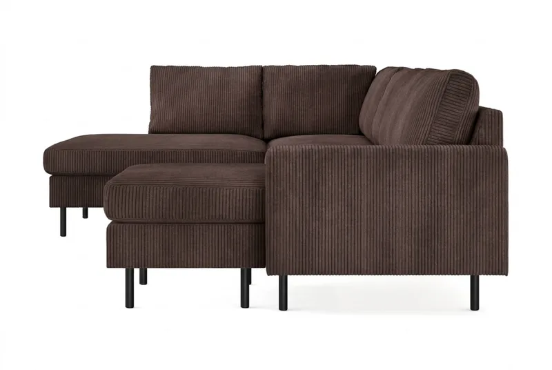 Peppe 4-sits Vänstervänd U-formad Soffa med Divan och Schäslong i Manchester - Mörkbrun - Möbler - Soffa - Divansoffa & schäslongsoffa - 4 sits soffa med divan
