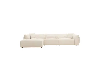 Positano 4-sits L-formad Hörnsoffa med Divan och Schäslong i Tyg - Beige - Möbler - Soffa - Divansoffa & schäslongsoffa - 4 sits soffa med divan