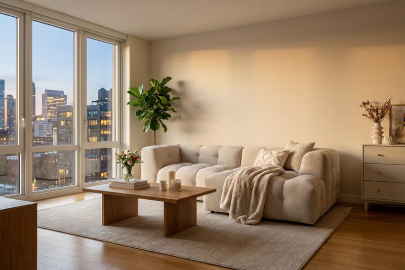 Puffy 3-sits bubblig soffa med divan höger - Beige - Möbler - Soffa - Divansoffa & schäslongsoffa - 3 sits soffa med divan