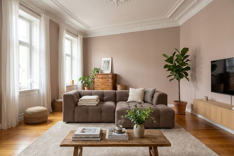 Puffy 3-sits bubblig soffa med divan höger - Brun - Möbler - Soffa - Divansoffa & schäslongsoffa - 3 sits soffa med divan