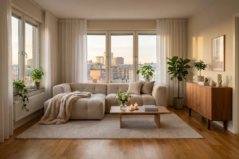 Puffy 3-sits bubblig soffa med divan vänster - Beige - Möbler - Soffa - Divansoffa & schäslongsoffa - 3 sits soffa med divan